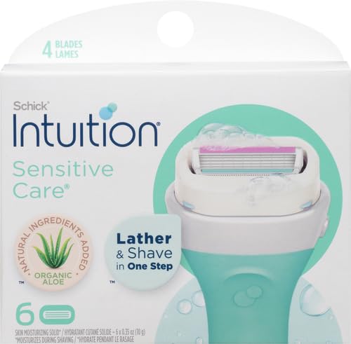 INTUITION Schick Refill,Razors for Women Sensitive Skin | Intuition Razor Blades Refill with Organic Aloe,Razor Refills,6 Count (Pack of 2)