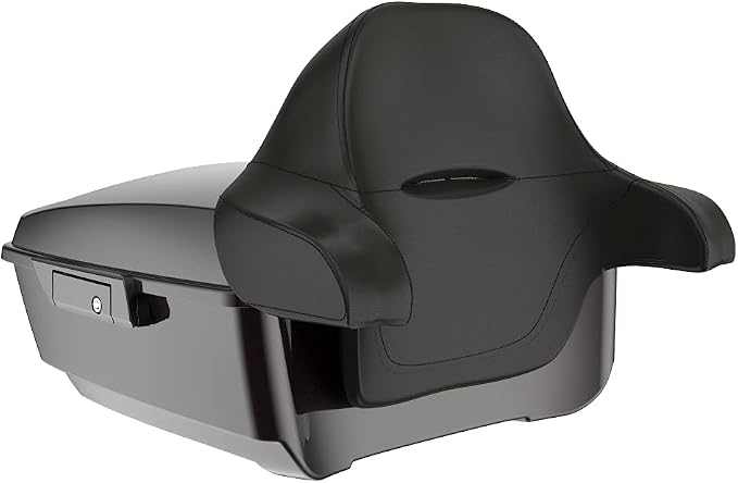 Advanblack Road Glide Tour Trunk Pack Blackened Cayenne King Tour Trunk Pack Luggage +Wrap-Around Backrest Pad for '97-'25 Harley Touring Road King Street Glide Electra Glide CVO models