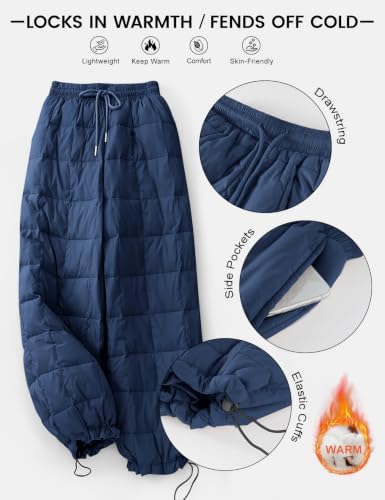 PEHMEA Womens Winter Snow Pants Windproof Warm Wide Leg Ski Casual Trousers
