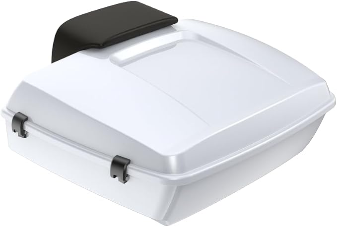 Advanblack Road Glide Tour Trunk Pack White Onyx Pearl Chopped Tour Trunk Pack Backrest Pad for '97-'25 Harley Touring Road King Street Glide Electra Glide CVO models