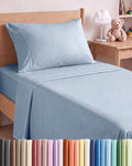 Twin Size 3 Piece Sheet Set - Breathable & Cooling Sheets - Heathered Blue
