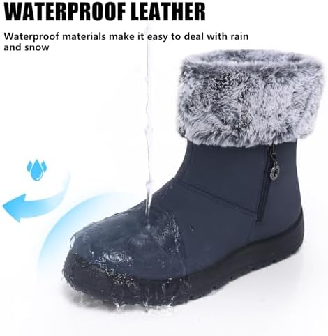 TEMOFON Women Snow Boots Waterproof: Fur Lined Warm Winter Ankle Booties