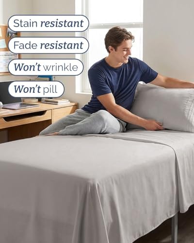 Twin XL Size 3 Piece Sheet Set - Breathable & Cooling Sheets - Light Grey