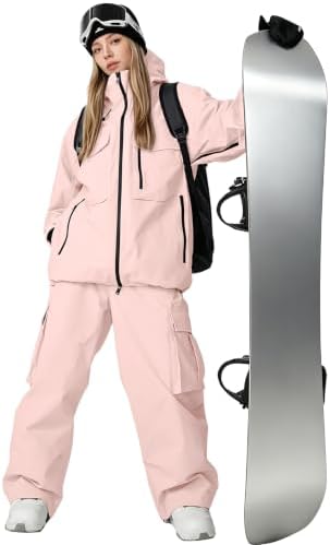 Women's Baggy Snow Snowboard Pants Loose Fit Cargo Ski Pants Bibs Insulated
