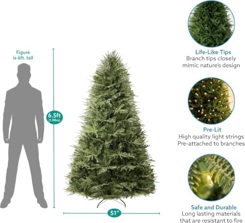 Naomi Home 6.5 ft Realistic Pre-Lit Christmas Tree, 400 Warm Lights
