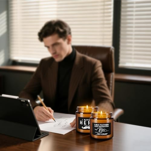 12-Pack Amber Jar Father's Day,Scented Candles, Gift for Dad 3.5oz, Natural Soy Wax and Premium Essential Oils. Ideal for Study Home & Office Aromatherapy.