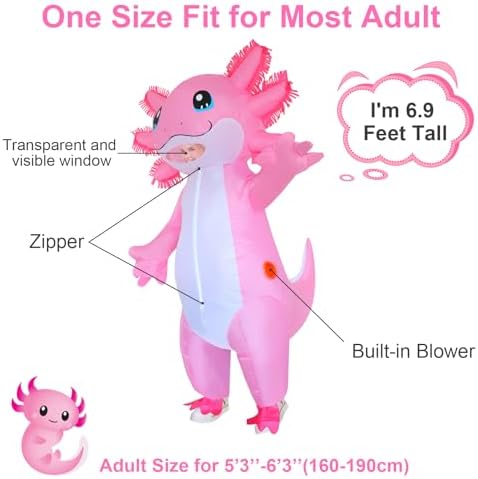 Stegosaurus 2 Pack Inflatable Axolotl Costumes for Adult Deluxe Halloween Air Blow-up Costumes Couples Halloween Costumes for Adults Funny