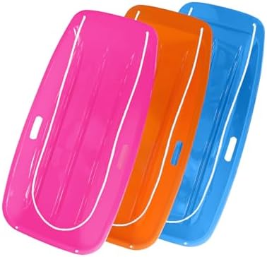 3 Pack Snow Sled for Adults, with Pull Rope and Handles Plastic Sled, Toboggan Snow Sledding, Three Color Combinations