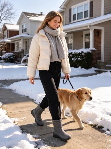 TEMOFON Winter Snow Boots for Women: Comfortable Warm Fur Lined Ankle Boot