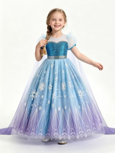 Light Up Princess Costume with handle ＆ App Control for 3-9 Ages Halloween