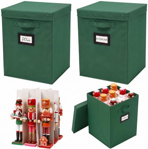 2 Packs Christmas Nutcracker Storage Box 16 Inch Hold 9 Nutcrackers Figurine Collectible with Dividers for Holiday Decor Carolers Santa Figure Nut Cracker Ornaments