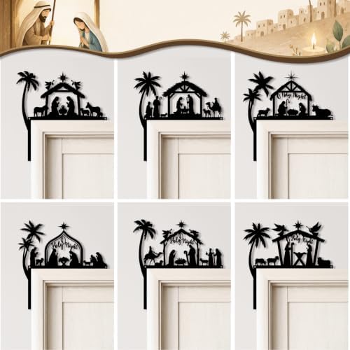 Qunclay 36 Pcs Christmas Door Toppers Jesus Nativity Scene Topper Frame