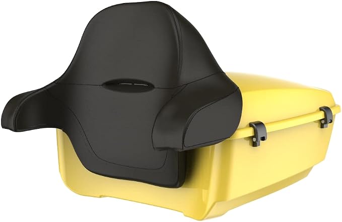 Advanblack Road Glide Tour Trunk Pack Industrial Yellow King Tour Trunk Pack Luggage +Wrap-Around Backrest Pad for '97-'25 Harley Touring Road King Street Glide Electra Glide CVO models