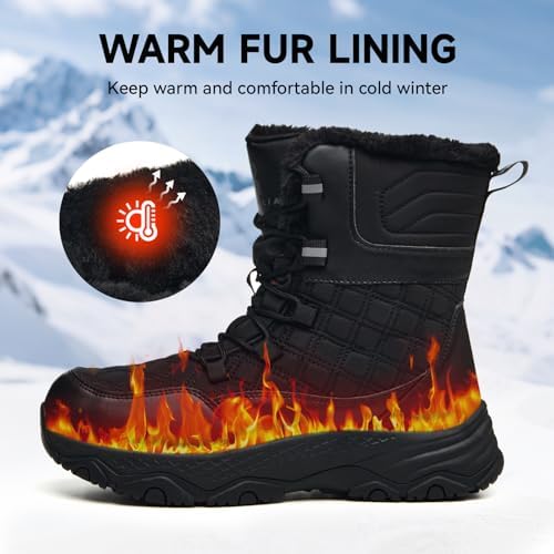 Snow Boots for Women Waterproof Mid-Calf Booties Winter Hiking Boot Durable Warm Winter Outdoor Footwear Fur Lined Boot Non-Slip Climbing Shoes