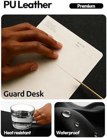 YSAGi Leather Desk Protector, Office Mat, Large Mouse Mat, Non-Slip PU Leather Blotter, Laptop Desk Mat, Waterproof Writing Pad for Office and Home (Black, 31.5" x 15.8")