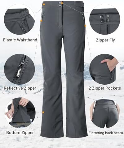 Outdoor Ventures Fleece Lined Waterproof Pants Women Ski Snow Hiking Warm