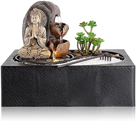 Dyna-Living Indoor Water Fountains Tabletop Water Fountain with Warm Light