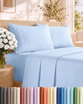 King Size 4 Piece Sheet Set - Comfy Breathable & Cooling Sheets - Sky Blue