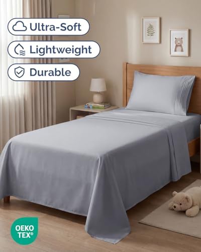 Twin Size 3 Piece Sheet Set - Breathable & Cooling Sheets - Steel Blue