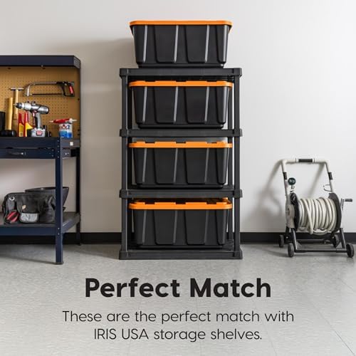 IRIS USA 3-Pack 27 Gal Heavy Duty Storage Tote Bins with Lids, Orange