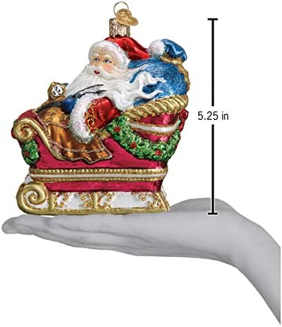 Old World Christmas Santa in Sleigh Glass Blown Ornament for Christmas Tree, Handcrafted Holiday Decoration, Santa Collection