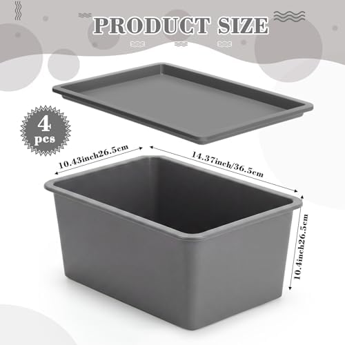 Menkxi 4 Pcs Storage Bins with Lids, Gray, Small