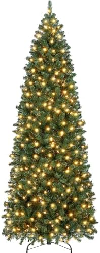Yaheetech 9ft Pre-lit Pencil Artificial Christmas Tree, Green