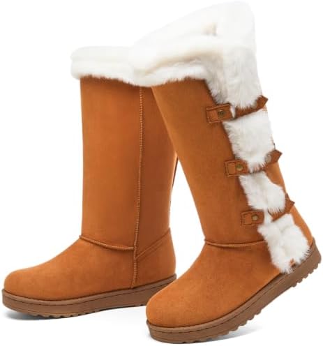 Women's Mid Calf Furry Snow Boots Warm Winter Boots