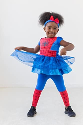 Marvel Spider-Man Girls' Cosplay Tutu Dress and Leggings Set Toddler to Little Kid