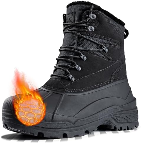 FREE SOLDIER Men's Waterproof Fleece Winter Snow Boots