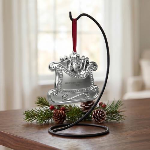 Wallace 2026 Silver-Plated Sleigh Christmas Ornament 14th Edition - Engraveable Holiday Collectible, Handcrafted in USA, Includes Gift Box, Ribbon and Velvet Pouch