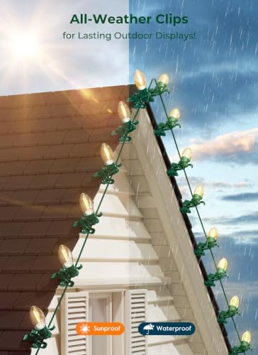 Christmas Light Clips, 100 Count Universal Spring Clips for C7 C9 Lights