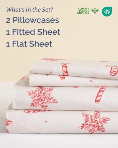 Christmas Sheet Set, Holiday Sweets, Holiday Xmas Bedding Set - Queen Size