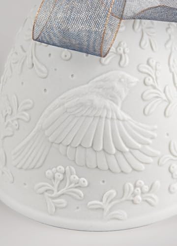 LLADRÓ Christmas Bell Year 2026 Blue. Decorative Ornament in Matte Porcelain with Blue Details. Porcelain Christmas Bell