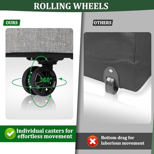 Lukeline Rolling Christmas Ornament Storage Box, Holiday Ornament Organizer with 3 Individual Removable Trays, Large Capacity Christmas Ornament Box with Tow Rope and Double Handles (Grey)