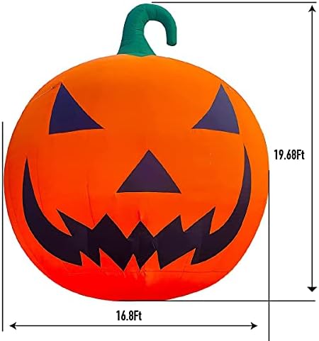 Giant 20Ft Premium Halloween Inflatable Pumpkin Decorations with Blower, Blow up Halloween Decorations Outdoor Holiday Decor for Outdoor Yard Lawn Halloween Party (Without Build-in LED Lights)