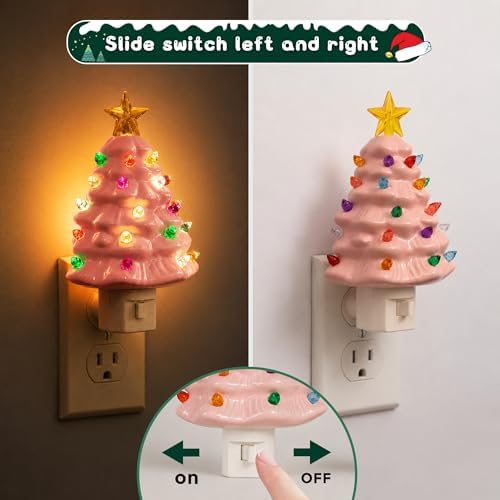 L LOHAS LED Christmas Tree Night Light, Ceramic Night Lights for Kids