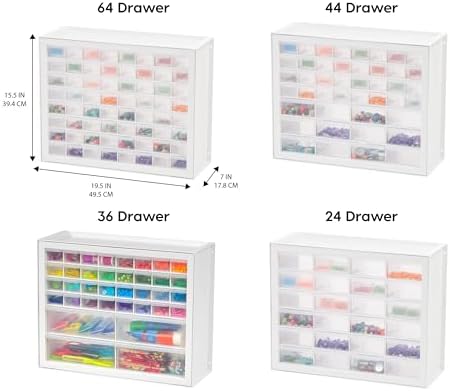 IRIS USA 24-Drawer Plastic Storage Cabinet, Teacher Toolbox, White