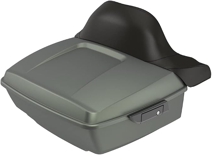 Advanblack Road Glide Tour Trunk Pack Deadwood Green Denim King Tour Trunk Pack Luggage +Wrap-Around Backrest Pad for '97-'25 Harley Touring Road King Street Glide Electra Glide CVO Models