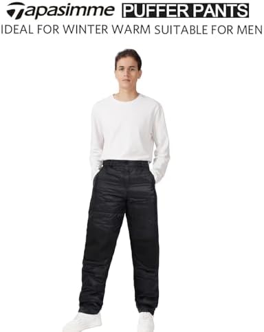Men's Winter Warm Puffer Pants Loose Utility Insulated Pants, Outdoor Windproof Ski Snow Pants