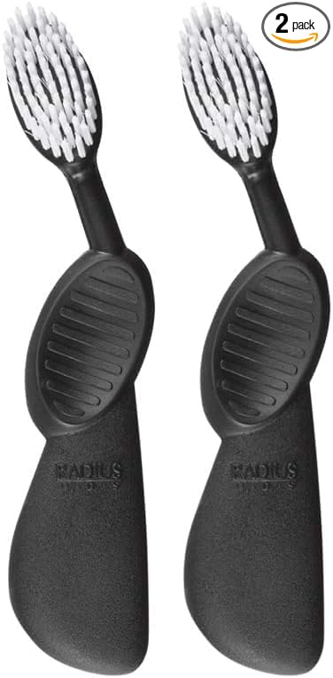 RADIUS Toothbrush Flex Brush Left Hand Black/White 1 Unit| Designed to Improve Gum Health and Reduce The Risk of Gum Disease (Pack of 2)