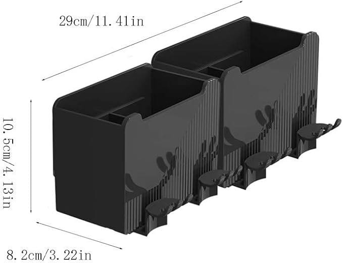 Toothbrush Rack Bathroom Wall-Mounted Toothbrush Holder Multifunctional Toothbrush Holder Black Toothbrush Storage Box Without Punching Bathroom Toothbrush Holder(L29cm)