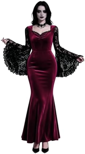 Halloween Gothic Mermaid Dress for Women Witch Vampire Costume