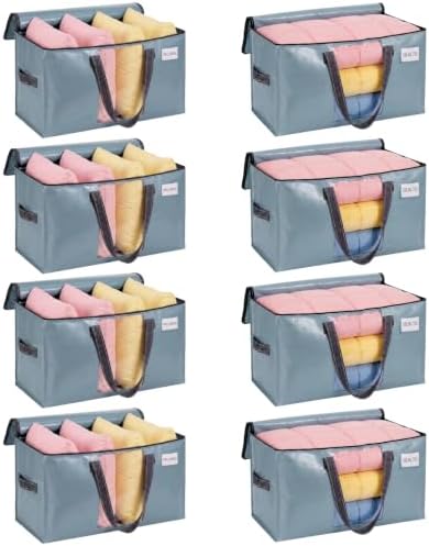 VENO Moving Bags, Wide Open Top, Clear Window, Light Blue, 8 Pack