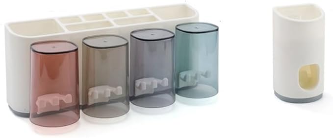 Toothbrush Rack Toothbrush Rack, Brushing Cup, Mouthwash, Wall-mounted Bathroom, Punch-free, Wall-mounted Dental Set Bathroom Toothbrush Holder, Small