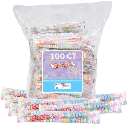 Smarties Candy Necklace - Bulk Candy Individually Wrapped - Gluten Free & Vegan, Fruit Flavored, Hard Candy on Stretch String - Perfect For Birthdays & Halloween Hard Candy - 5 lb, 100 Count Bag