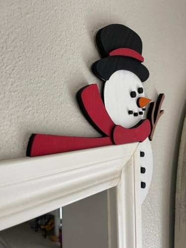 2024 Christmas Door Topper Holiday Home Decor Funny Snowman Santa Claus Top Door Frame Corner Sign Decorations, Windows Walls DIY Craft for Christmas Party Ornament (Snowman 2)