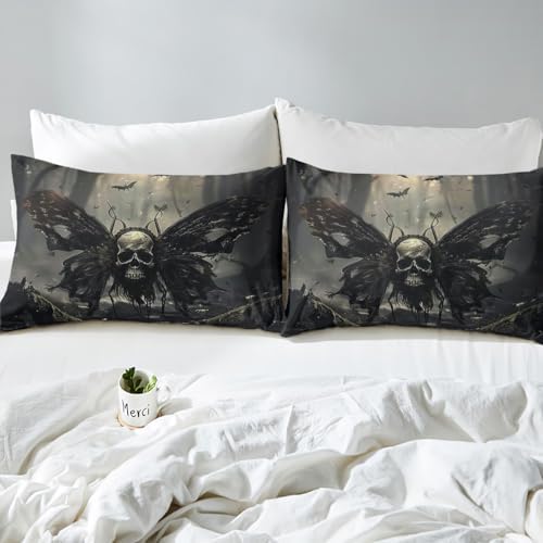 Castle Fairy Skull Butterfly Sheet Set,Kids Death Butterfly Bed Sheets Set,Horror Theme Bedding Set for Boys Teens Sheets Soft Room Decor Twin Size(1 Flat Sheet+1 Fitted Sheet+1 Pillowcase)