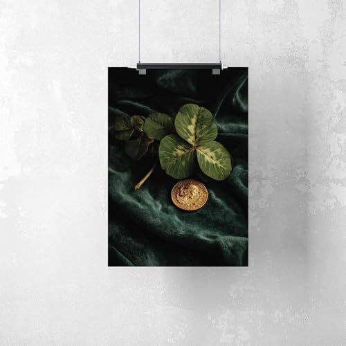 JDBeehpy (Unframed, Canvas Only Wall Art Canvas Retro Lucky Coin Clover Lucky Irish Blessing Gift Minimalist Room Bedroom Poster Saint Patrick Decoration 16x24inch(40x60cm)