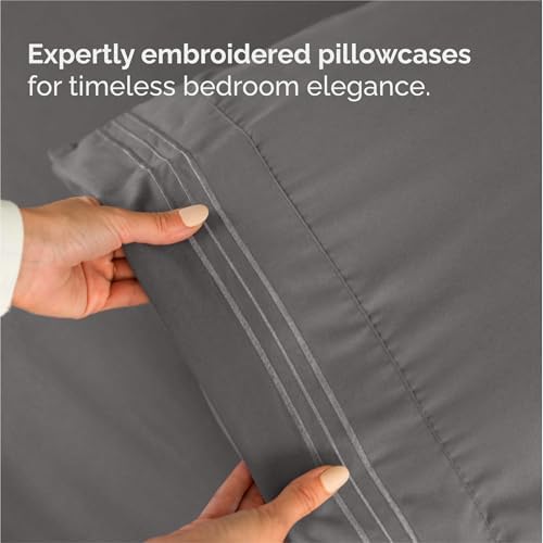 King Size 4 Piece Sheet Set - Comfy Breathable & Cooling Sheets - Dark Grey